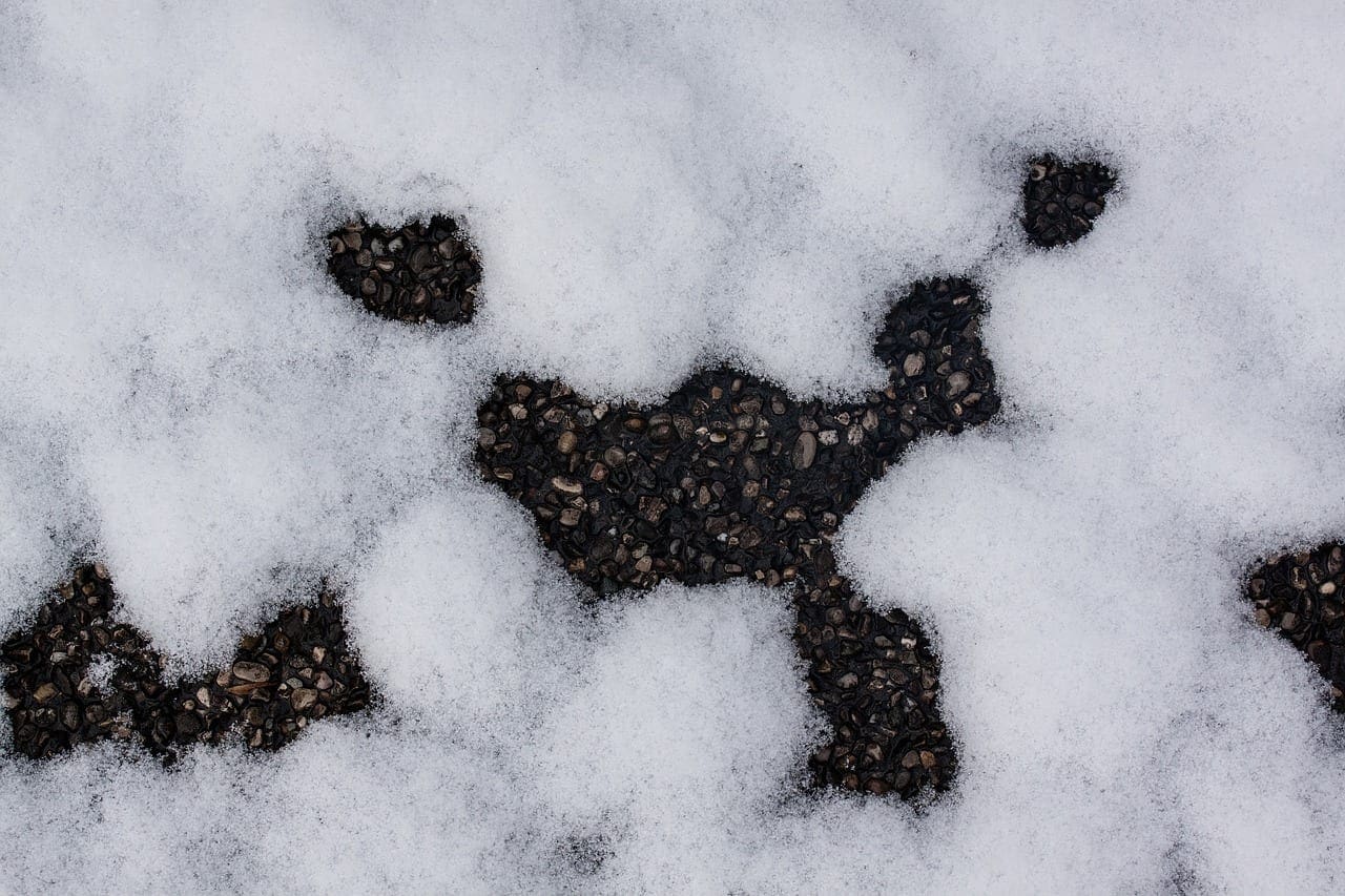 Snow on resin driveway